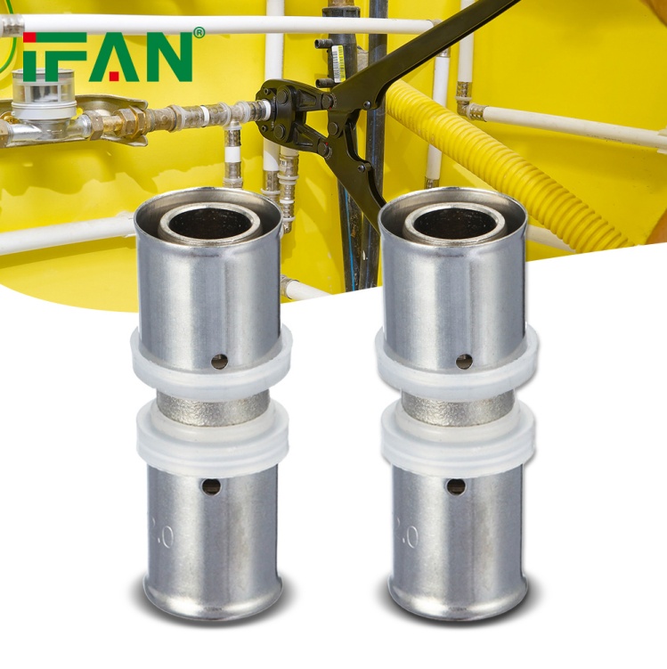 IFAN Top Quality Custom Plumbing Tee Brass Press Fittings Multilayer Pex Pert Pipe Press Fitting"th" Style 16-32mm Press Fitting