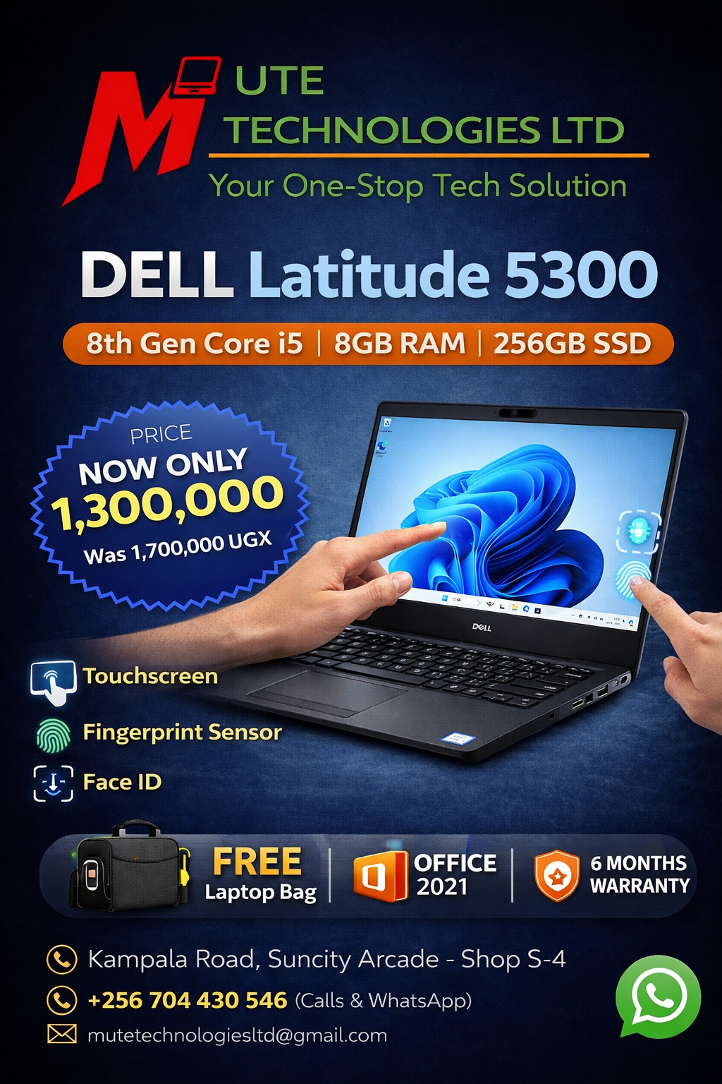 Dell Latitude 5300 intel core i5 8th Generation 8Gb ram 256Gb SSD Touchscreen